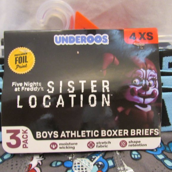 Boys Five Nights at Freddys Size 4 3PC Athletic Boxer Briefs Underoos Underwear - Picture 2 of 5